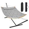 VEVOR Two Person Hammock with Stand Included, Double Hammock with Curved Spreader Bar and Detachable Pillow and Portable Carrying Bag