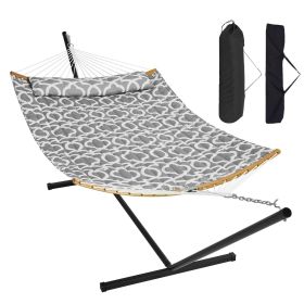 VEVOR Two Person Hammock with Stand Included, Double Hammock with Curved Spreader Bar and Detachable Pillow and Portable Carrying Bag
