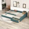 Upholstered Double Twin Size Daybed with Trundle and Drawer, Green