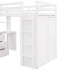 Twin size Loft Bed with Drawers,Desk,and Wardrobe-White