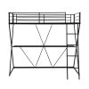 Twin Size Loft Bed with Desk, Ladder and Full-Length Guardrails, X-Shaped Frame, Black(Old SKU: MF297073AAB)