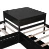 L-shaped Platform Bed with Trundle and Drawers Linked with built-in Desk,Twin,Espresso(Old SKU:SM000916AAP)