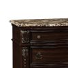 Formal Traditional 1pc Nightstand Only Brown Cherry Solid wood 3-Drawers Bedroom Furniture Genuine Marble Top