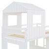 Wooden Twin Over Full Bunk Bed, Loft Bed with Playhouse, Farmhouse, Ladder, Slide and Guardrails, White(OLD SKU :LT000028AAK)