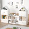 Versatile Children's Bookshelf with House-Shaped Design, Multi-Functional Storage for Books and Toys, Adjustable Placement