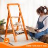 3 Step Ladder Folding Step Stool for Adults with Wide Anti-Slip Pedal, Aluminium Lightweight Foldable Step Ladders for Home Kitchen Office