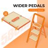 3 Step Ladder Folding Step Stool for Adults with Wide Anti-Slip Pedal, Aluminium Lightweight Foldable Step Ladders for Home Kitchen Office