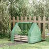 Outsunny Galvanized Raised Garden Bed with Mini Greenhouse Cover, Outdoor Metal Planter Box with 2 Roll-Up Windows for Growing Flowers, Fruits
