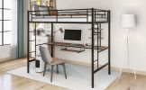 Loft Bed with Desk and Shelf ;  Space Saving Design; Twin