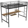 Loft Bed with Desk and Shelf ;  Space Saving Design; Twin