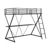Twin Size Loft Bed with Desk, Ladder and Full-Length Guardrails, X-Shaped Frame, Black(Old SKU: MF297073AAB)