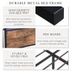 Queen Size Bed Frame with Storage Headboard and 2 Drawers, LED Lights Bed with Charging Station, Metal Platform Bed No Noise