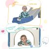 Kids Slide Playset Structure, Freestanding Castle Climber with Slide and Basketball Hoop, Toy Storage Organizer for Toddlers