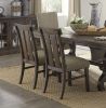 Classic Brown Finish Dining Chairs Set of 2, Upholstered Seat Nailhead Trim Wooden Dining Kitchen Furniture