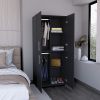 Hazel 70" High Four-Door Armoire Wardrove Closet Cabinet, Six Shelves and Two Hanging Rods, Bedroom Clothes Storage Cabinet Organizer Black