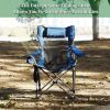 Foldable Camping Chair 330LBS Load Heavy Duty Steel Lawn Chair Collapsible Chair with Reclining Backrest Angle Cup Holder Pillow Side Pocket Carry Bag