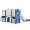 Kids Slide Playset Structure, Freestanding Castle Climber with Slide and Basketball Hoop, Toy Storage Organizer for Toddlers