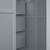 Full Size Loft Bed with Wardrobe,Desk and Shelves,Grey