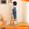 3 Step Ladder Folding Step Stool for Adults with Wide Anti-Slip Pedal, Aluminium Lightweight Foldable Step Ladders for Home Kitchen Office