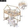 Twin over Twin House Loft or Bunk Bed with Slide and Staircase, Natural