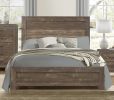 Rustic Brown Finish Full Size Panel Bed Wooden Bedroom Furniture 1pc, Bed in a Box