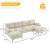 280*130*85 U-Shaped 4-Seat Linen Seat Frame Wooden Frame Back Iron Frame Golden Feet Indoor Modular Sofa Beige