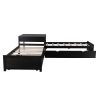 L-shaped Platform Bed with Trundle and Drawers Linked with built-in Desk,Twin,Espresso(Old SKU:SM000916AAP)