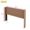 Wooden integral headboard, modern farmhouse, Bohemian, convex groove board, wing-back design (Golden Oak, Queen)
