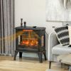 HOMCOM Electric Fireplace Stove, 24" Freestanding Electric Fireplace Heater with Remote, Realistic 3D Flame Effect, Thermostat, Overheat Protection