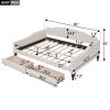 Full Size Upholstered Tufted Daybed with Two Drawers, Beige