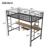 Loft Bed with Desk and Shelf ;  Space Saving Design; Twin