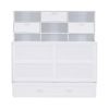 Queen Size Murphy Bed with Bookcase, Bedside Shelves and a Big Drawer, White