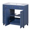 36-inch Bathroom Vanity, Transitional Style Bathroom Cabinet with Resin Sink, Navy Blue Single Bathroom Cabinet