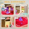 Qaba Kids Vanity Set, Toddler Makeup Table with Faucet, Mirror, LED Light, Music, 23 Accessories, Pretend Play Set for Girls 3-6 Years, Pink