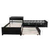 L-shaped Platform Bed with Trundle and Drawers Linked with built-in Desk,Twin,Espresso(Old SKU:SM000916AAP)