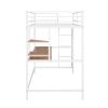 Twin Metal Loft Bed with Desk and Shelve,White