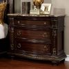 Formal Traditional 1pc Nightstand Only Brown Cherry Solid wood 3-Drawers Bedroom Furniture Genuine Marble Top