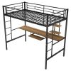 Loft Bed with Desk and Shelf ;  Space Saving Design; Twin