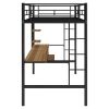 Loft Bed with Desk and Shelf ;  Space Saving Design; Twin