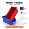 VEVOR Plastic Storage Bin, (11-Inch x 5-Inch x 5-Inch), Hanging Stackable Storage Organizer Bin, Blue/Red, 12-Pack