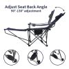 Foldable Camping Chair 330LBS Load Heavy Duty Steel Lawn Chair Collapsible Chair with Reclining Backrest Angle Cup Holder Pillow Side Pocket Carry Bag