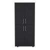 Hazel 70" High Four-Door Armoire Wardrove Closet Cabinet, Six Shelves and Two Hanging Rods, Bedroom Clothes Storage Cabinet Organizer Black