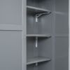 Full Size Loft Bed with Wardrobe,Desk and Shelves,Grey