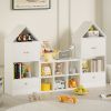 Versatile Children's Bookshelf with House-Shaped Design, Multi-Functional Storage for Books and Toys, Adjustable Placement