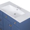 36-inch Bathroom Vanity, Transitional Style Bathroom Cabinet with Resin Sink, Navy Blue Single Bathroom Cabinet