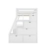 Twin Size Loft Bed with 7 Drawers 2 Shelves and Desk - White