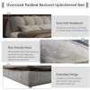 King Size Luxury Upholstered Platform Bed with Oversized Padded Backrest and Solid Wood Frame,suitable for Multiple heights of mattresses