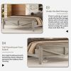 Farmhouse Platform Bed with Double Sliding Barn Door, Queen Size Rustic Wood Bed with
Charging Station, Wood Slats Support, Antique Gray