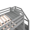 Twin over Twin&Twin Bunk Bed;  Triple Bunk Bed with Drawers;  Staircase with Storage;  Built-in Shelves