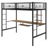 Loft Bed with Desk and Shelf ;  Space Saving Design; Twin